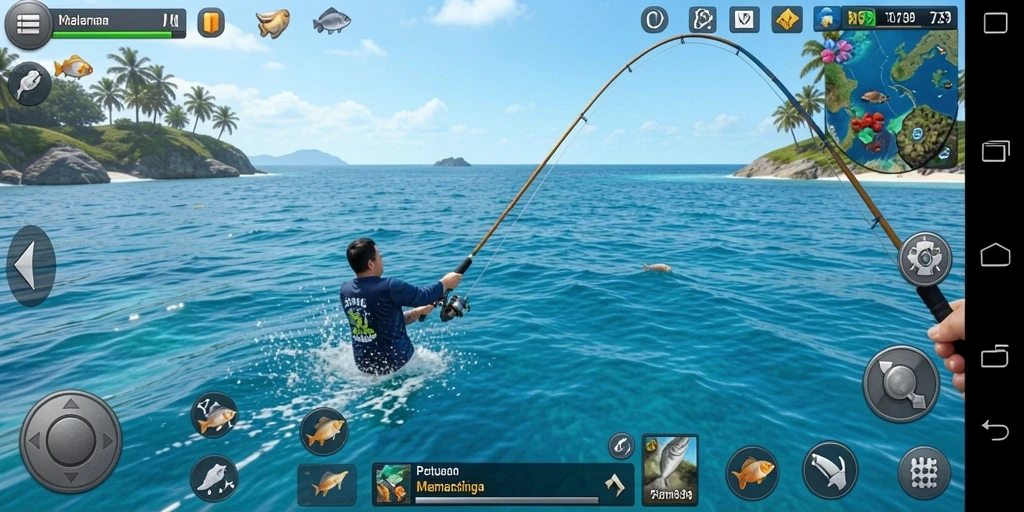 Screenshot utama 2739 menampilkan gameplay memancing yang seru dan realistis.