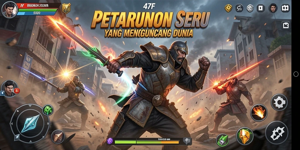 Tampilan gameplay 47F yang penuh aksi dan pertarungan seru.
