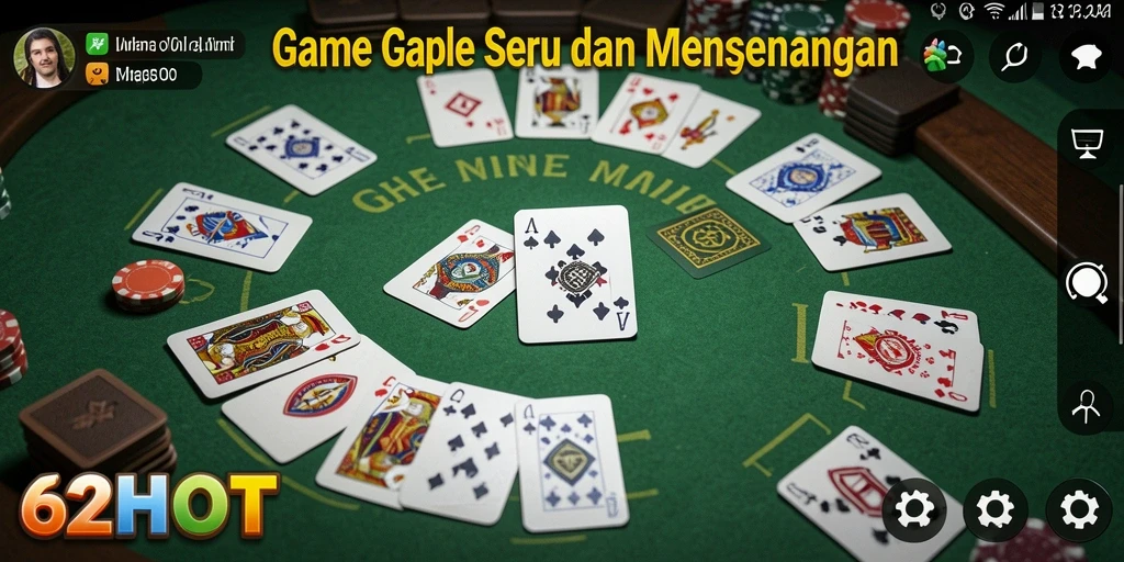 Tampilan gameplay seru di 62HOT saat bermain Gaple.