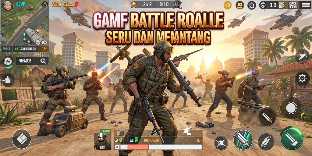 Tampilan gameplay seru di medan perang Battle Royale.