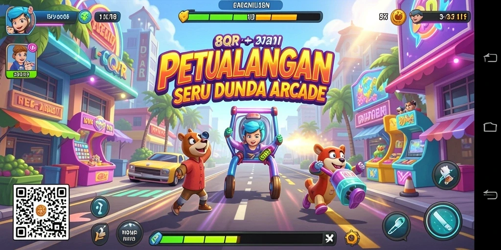 Screenshot utama 8QR menampilkan gameplay yang penuh aksi dan keseruan.