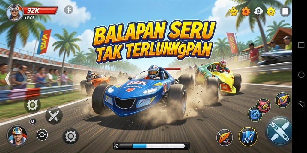 Gameplay menegangkan dalam balapan cepat di 9ZK.