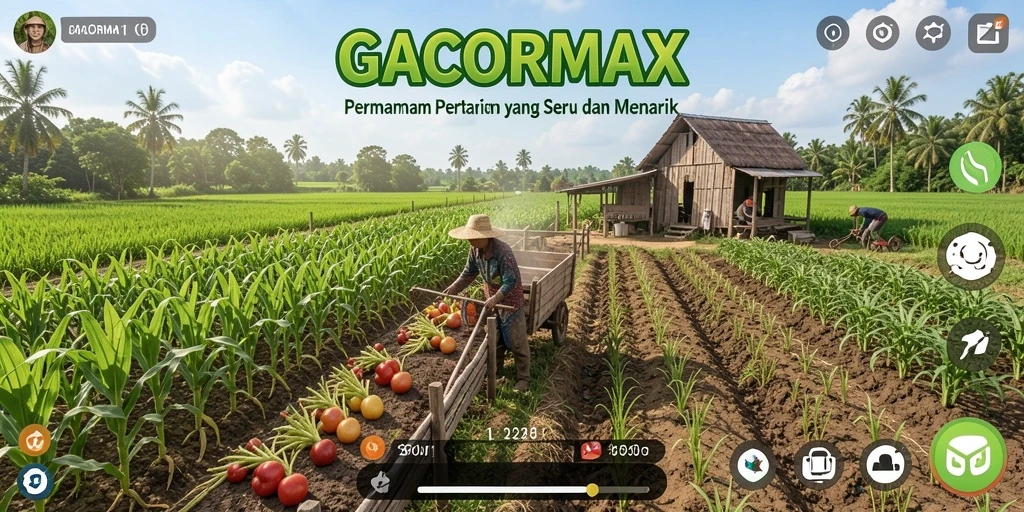 Tampilan gameplay menarik dalam GACORMAX dengan ladang yang subur.