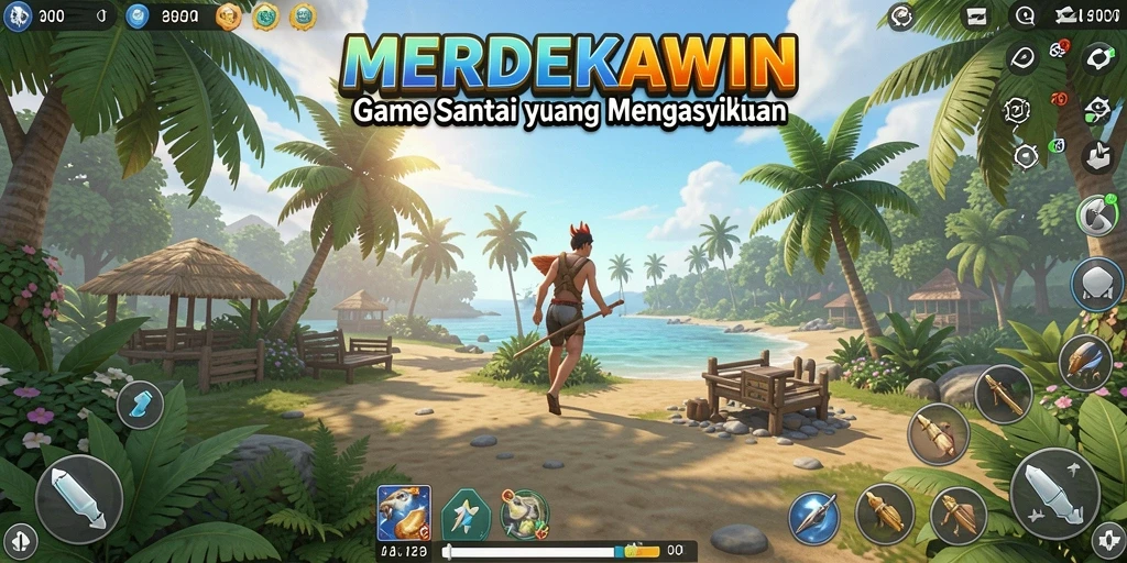 Screenshot gameplay MERDEKAWIN menampilkan karakter dalam pernikahan yang ceria.