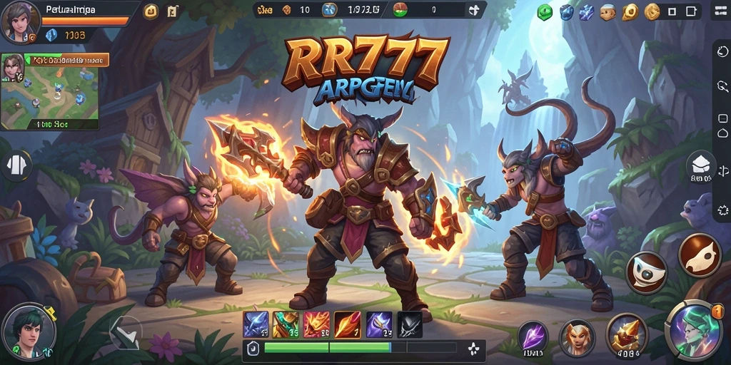 Screenshot gameplay ARPG RR777 yang menampilkan pertarungan epik dan petualangan mendebarkan.