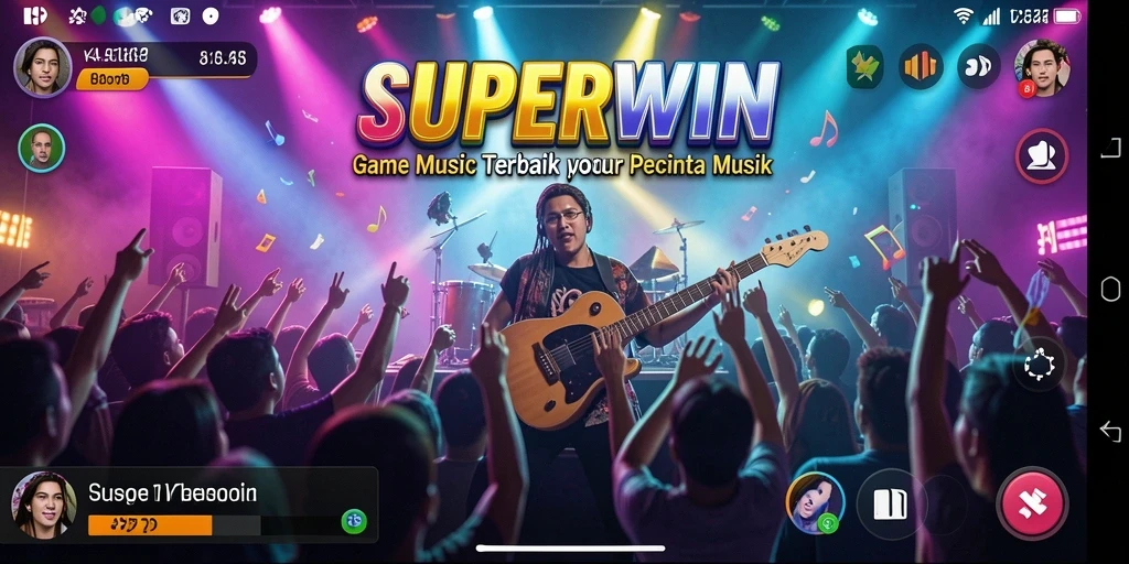 Tampilan gameplay SUPERWIN dengan berbagai pilihan lagu.