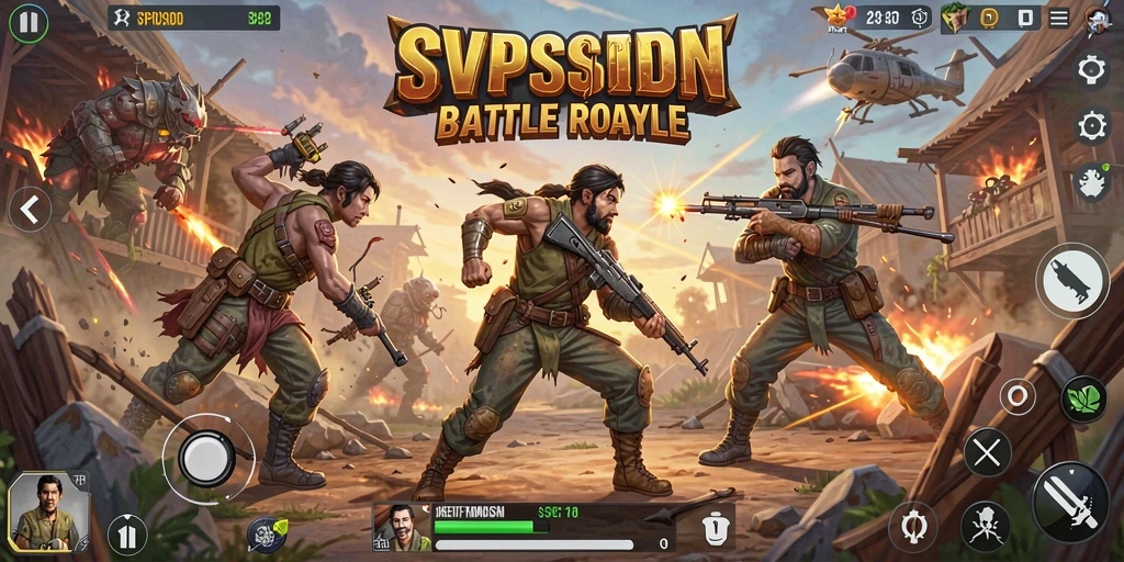 Tampilan gameplay SVIPSIDN yang mendebarkan dalam pertempuran Battle Royale.