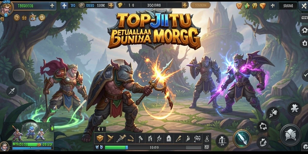 Screenshot utama TOPJITU menunjukkan aksi pertempuran yang seru dalam MMORPG.