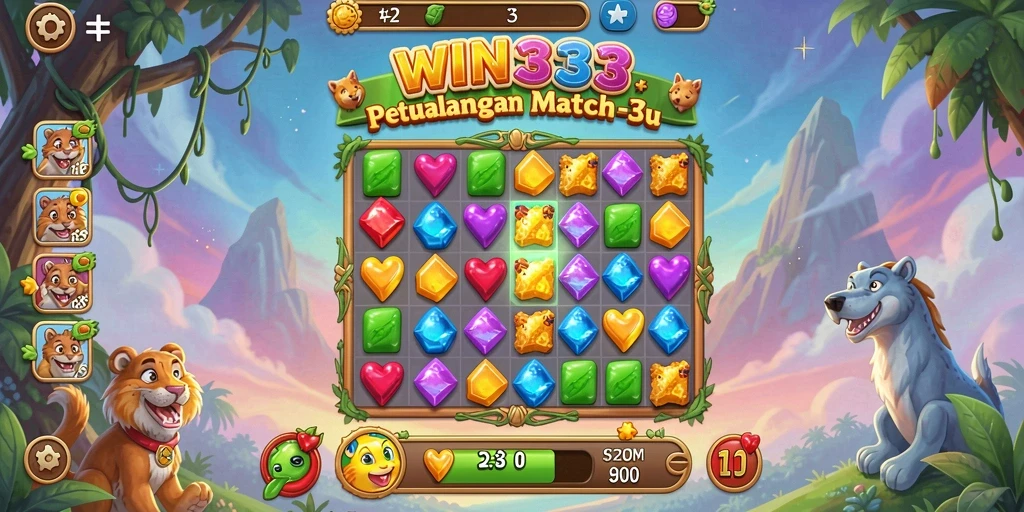 Tampilan gameplay <strong>WIN33</strong> yang mengasyikkan di dunia Match-3.
